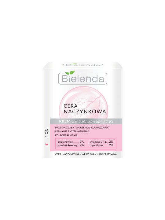 Bielenda Cera Naczynkowa Krem Wzmacniająco-Regenerujący na Noc 50ml – Redukcja Naczynek i Regeneracja Skóry