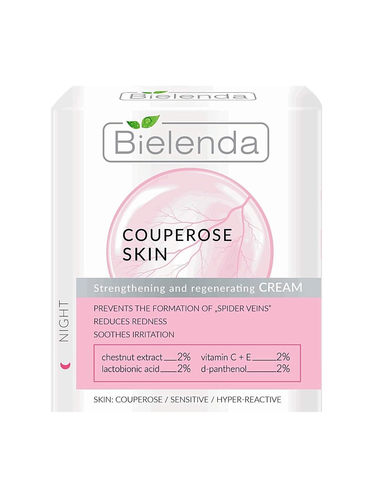 Bielenda Capillary Skin Strengthening and Regenerating Night Cream 50ml – Reduction of Capillaries and Skin Regeneration