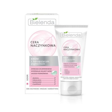 Bielenda Capillary Skin Cream with Correcting Pigment 50ml – Reduces Redness and Evens Out Skin Tone