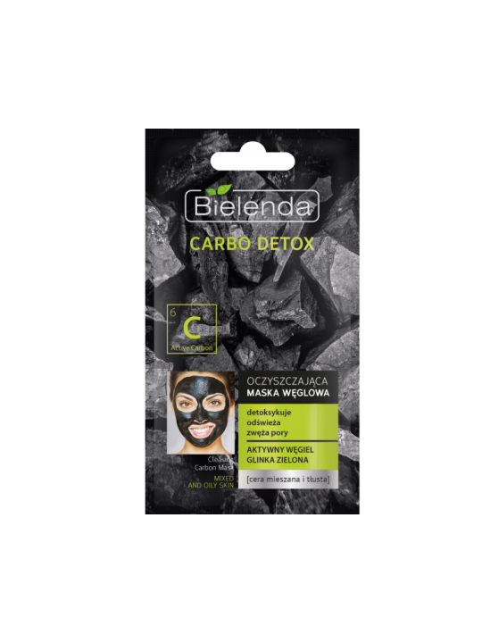 Bielenda Carbo Detox Cleansing Charcoal Mask 8g – Deep Cleansing for Combination and Oily Skin