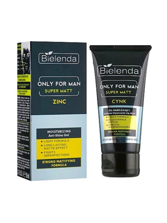 Bielenda Only for Men SUPER MAT, Żel Nawilżający Przeciw Błyszczeniu, 50ml – Matowa i Świeża Skóra