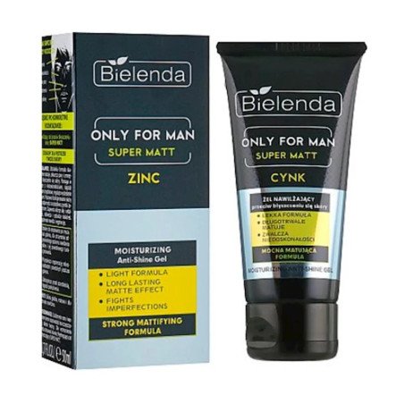 Bielenda Only for Men SUPER MAT, Żel Nawilżający Przeciw Błyszczeniu, 50ml – Matowa i Świeża Skóra