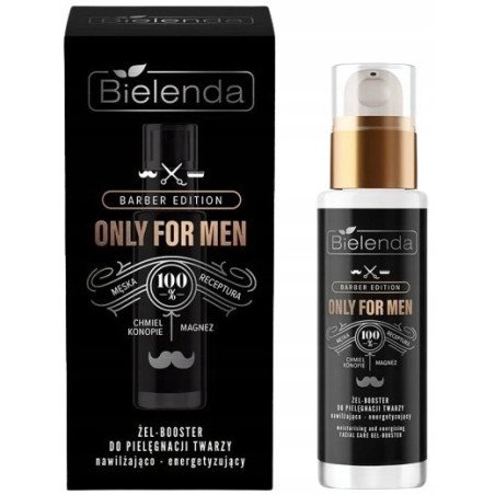 Bielenda Only for Men Barber Edition, Żel-Booster Nawilżający i Energetyzujący 30ml – Intensywna Pielęgnacja dla Mężczyzn
