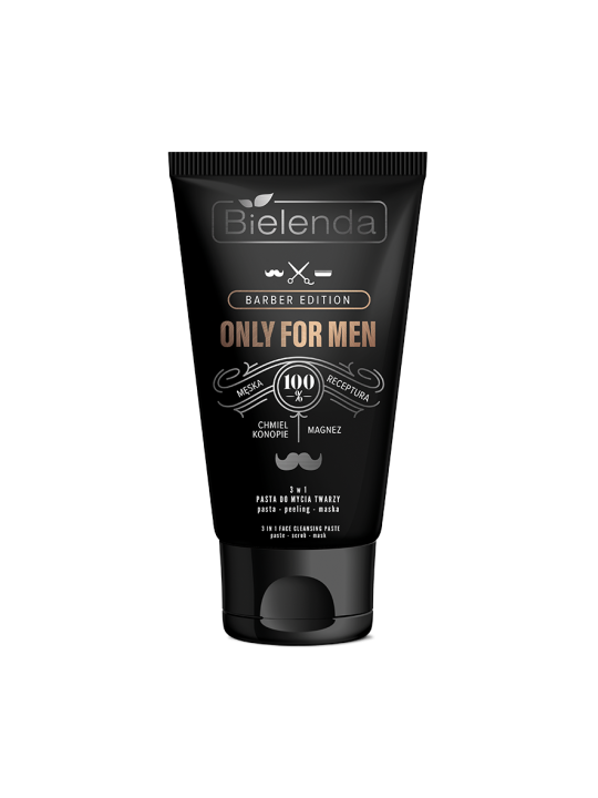 Bielenda Only for Men Barber Edition, 3in1 Face Wash Paste – Paste, Peeling and Mask, 150g