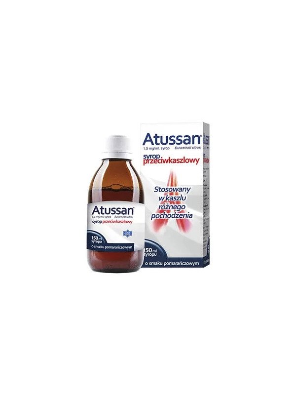 Atussan 1,5 mg/ml – syrop przeciwkaszlowy, smak pomarańczowy 150 ml