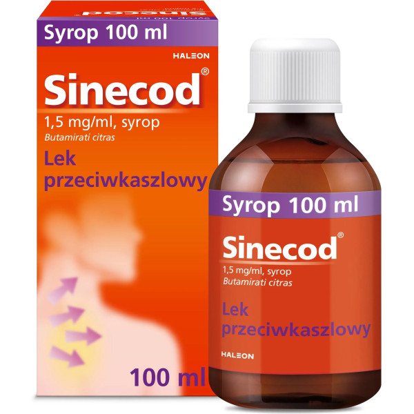 Sinecod 1,5 mg/ml – syrop przeciwkaszlowy 100 ml