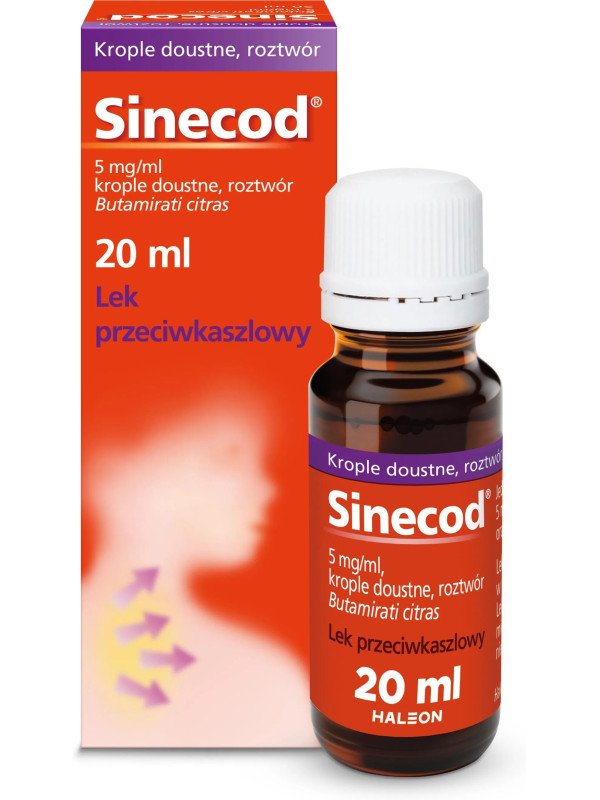 Sinecod 5 mg/ml – syrop przeciwkaszlowy 20 ml