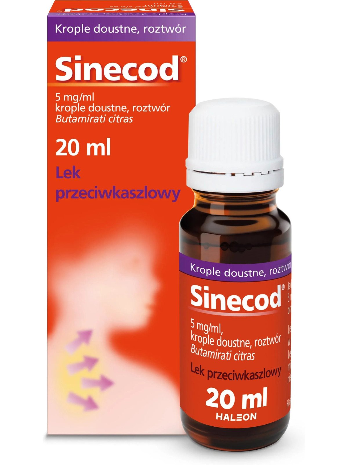 Sinecod 5 mg/ml – syrop przeciwkaszlowy 20 ml