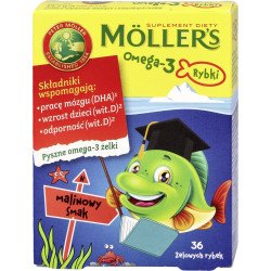 MOLLERS, Omega-3 Fish Raspberry Flavoured, 36 jelly beans