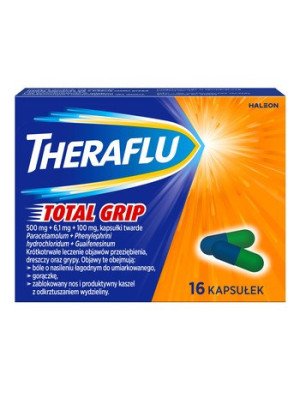 Theraflu Total Grip – na objawy przeziębienia i grypy, 16 kapsułek
