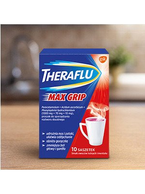 Theraflu Max Grip – Berry & Menthol Flavour Powder, 10 sachets