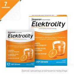 USP ZDROWIE, Stoperan Electrolytes Powder, Orange Flavor, 7 sachets