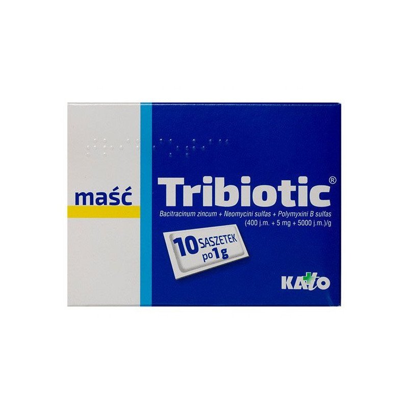 KATO LABS, Tribiotic (400 IU + 5 mg + 5000 IU)/g,  skin infection treatment, 10 sachets of 1 g