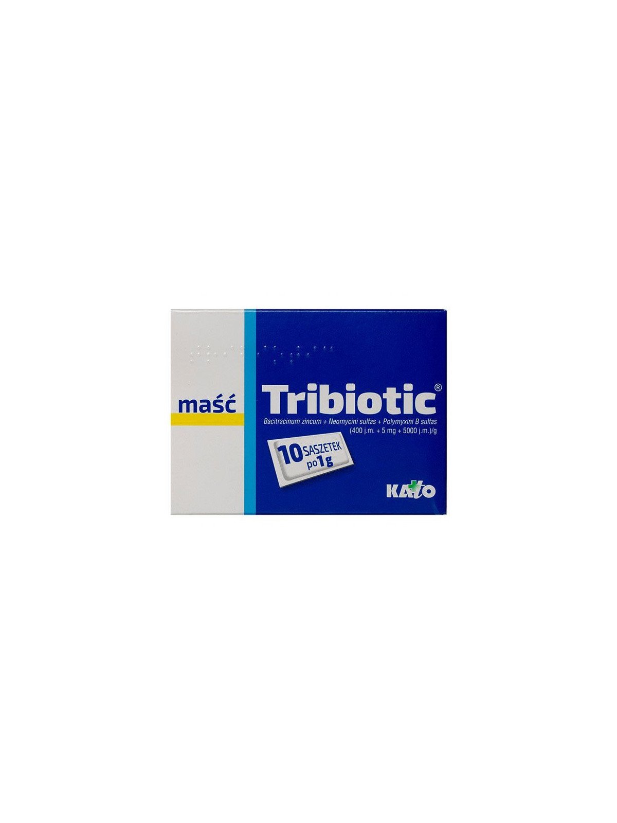 KATO LABS, Tribiotic (400 IU + 5 mg + 5000 IU)/g,  skin infection treatment, 10 sachets of 1 g