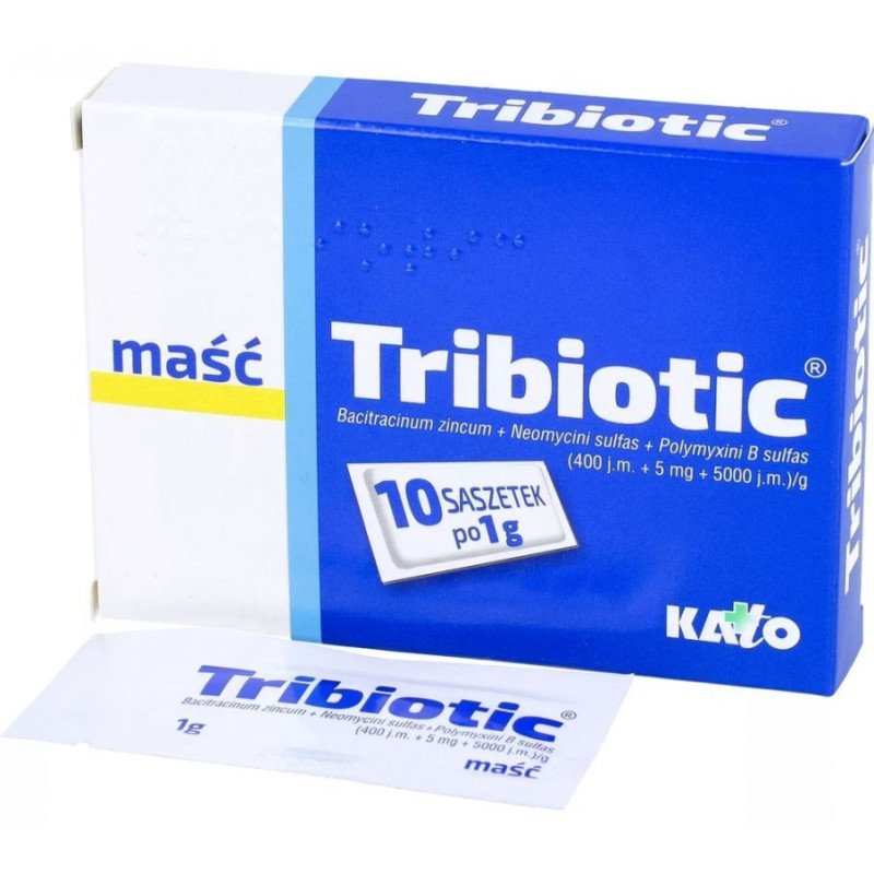 KATO LABS, Tribiotic (400 IU + 5 mg + 5000 IU)/g,  skin infection treatment, 10 sachets of 1 g