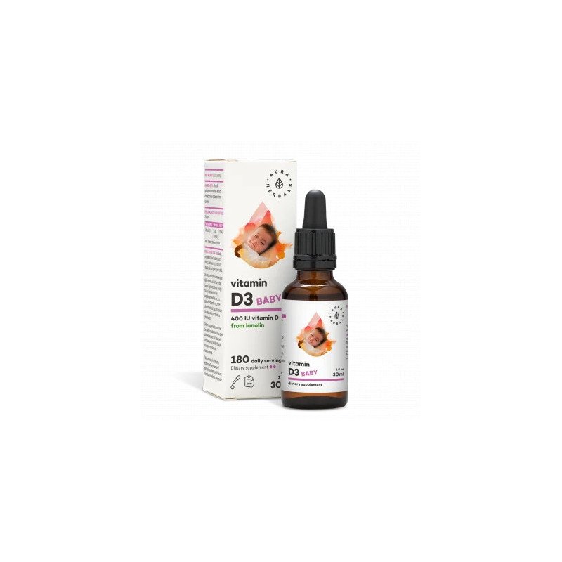 AURA HERBALS | Vitamin D3 for Babies (400 IU) - Drops 30 ml