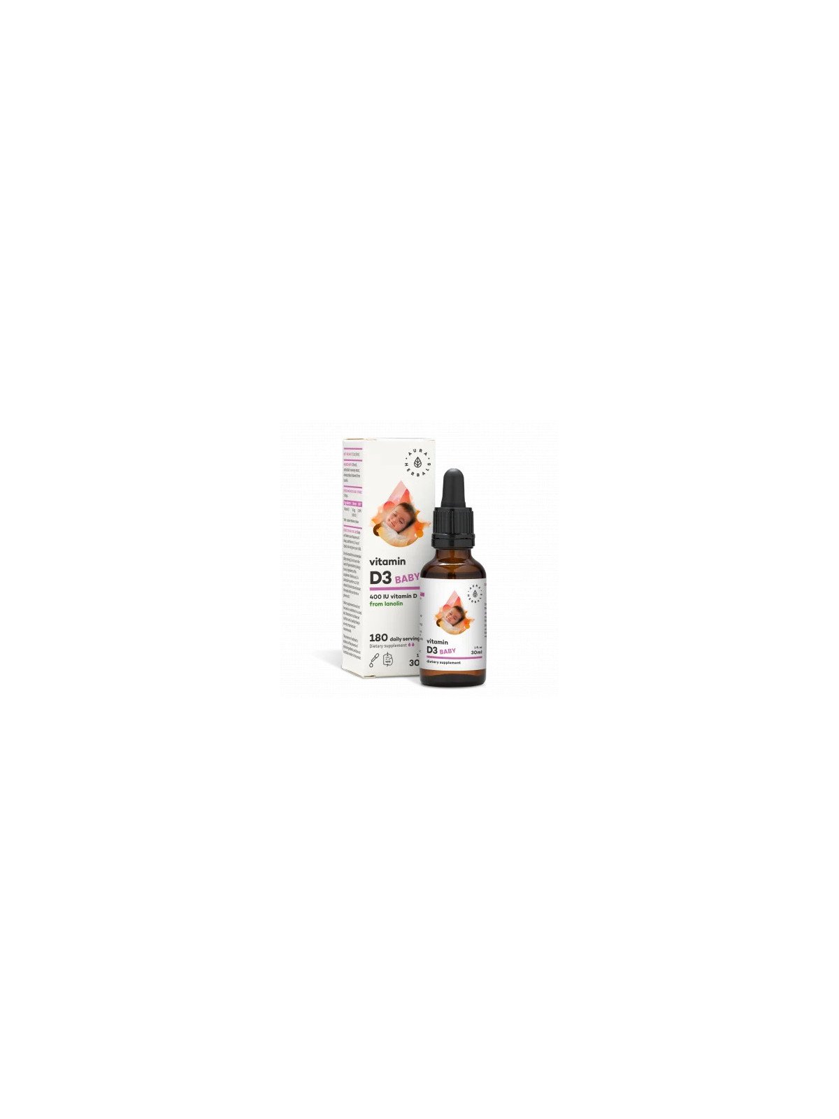 AURA HERBALS | Witamina D3 Dla Niemowląt (400 IU) - Krople 30 ml