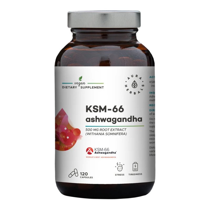 AURA HERBALS | Ashwagandha KSM-66 Root 500 mg - 120 capsules