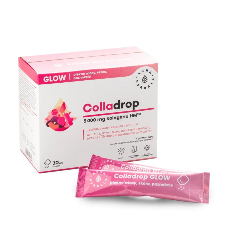 AURA HERBALS | Colladrop Glow, kolagen morski 5000 mg - 30 saszetek