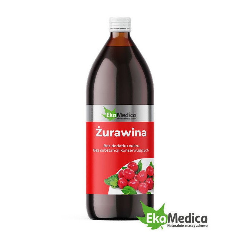 EkaMedica, 100% Naturalny Sok Żurawina, bez cukru, 500 ml