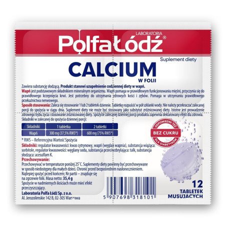 Polfa-Łódź Calcium in foil, 12 effervescent tablets