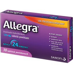 Allegra for allergies, hay fever, 120mg, 10 tablets