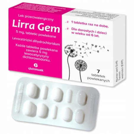 Lirra Gem, allergic rhinitis, urticaria, 7 tablets