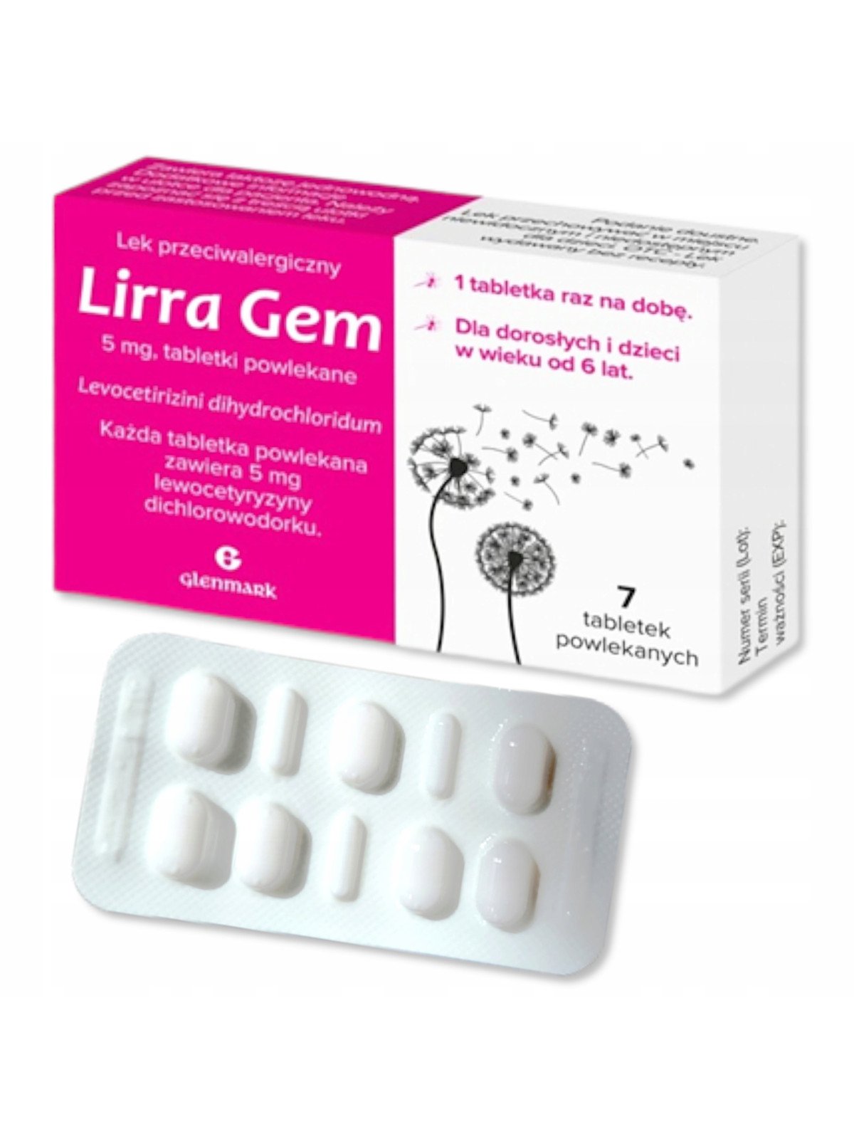 Lirra Gem, allergic rhinitis, urticaria, 7 tablets