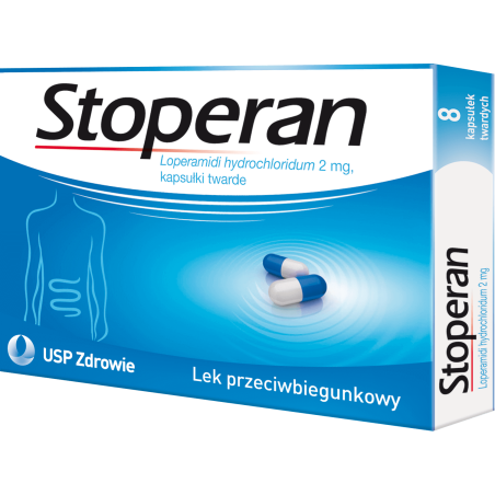 Stoperan 2mg, Zatrzymaj biegunkę, 8 kapsułek