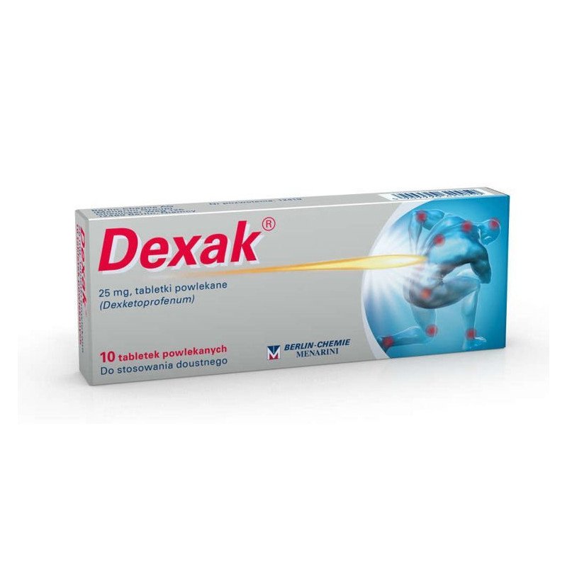 Dexak 25 mg, bóle mięśni i stawów, 10 tabletek powlekanych