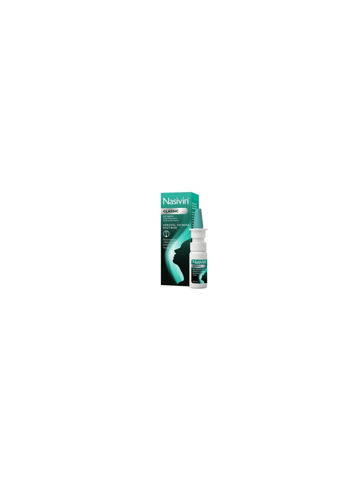Nasivin Classic 0,5 mg/ ml, aerozol do nosa dla dorosłych i dzieci od 6 lat, 10 ml