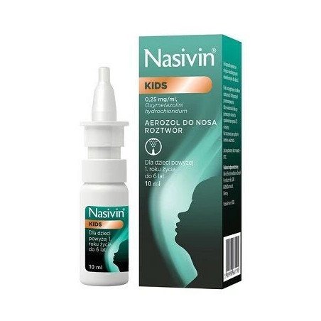 Nasivin Kids 0.25mg/ml, nasal spray, for children over 1 year of age, 10ml