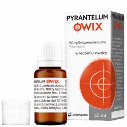 Pyrantelum Owix 250mg/5ml, zawiesina doustna, w leczeniu owsicy, 15ml