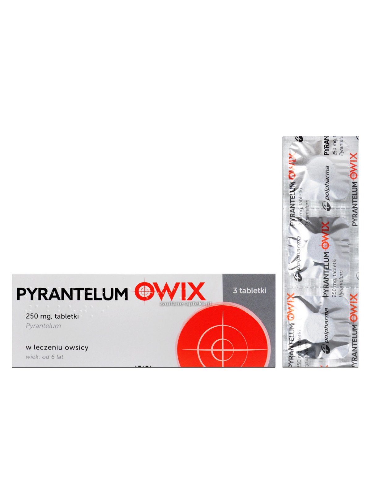 Pyrantelum Owix 250mg, for the treatment of threadworms, 3 tablets