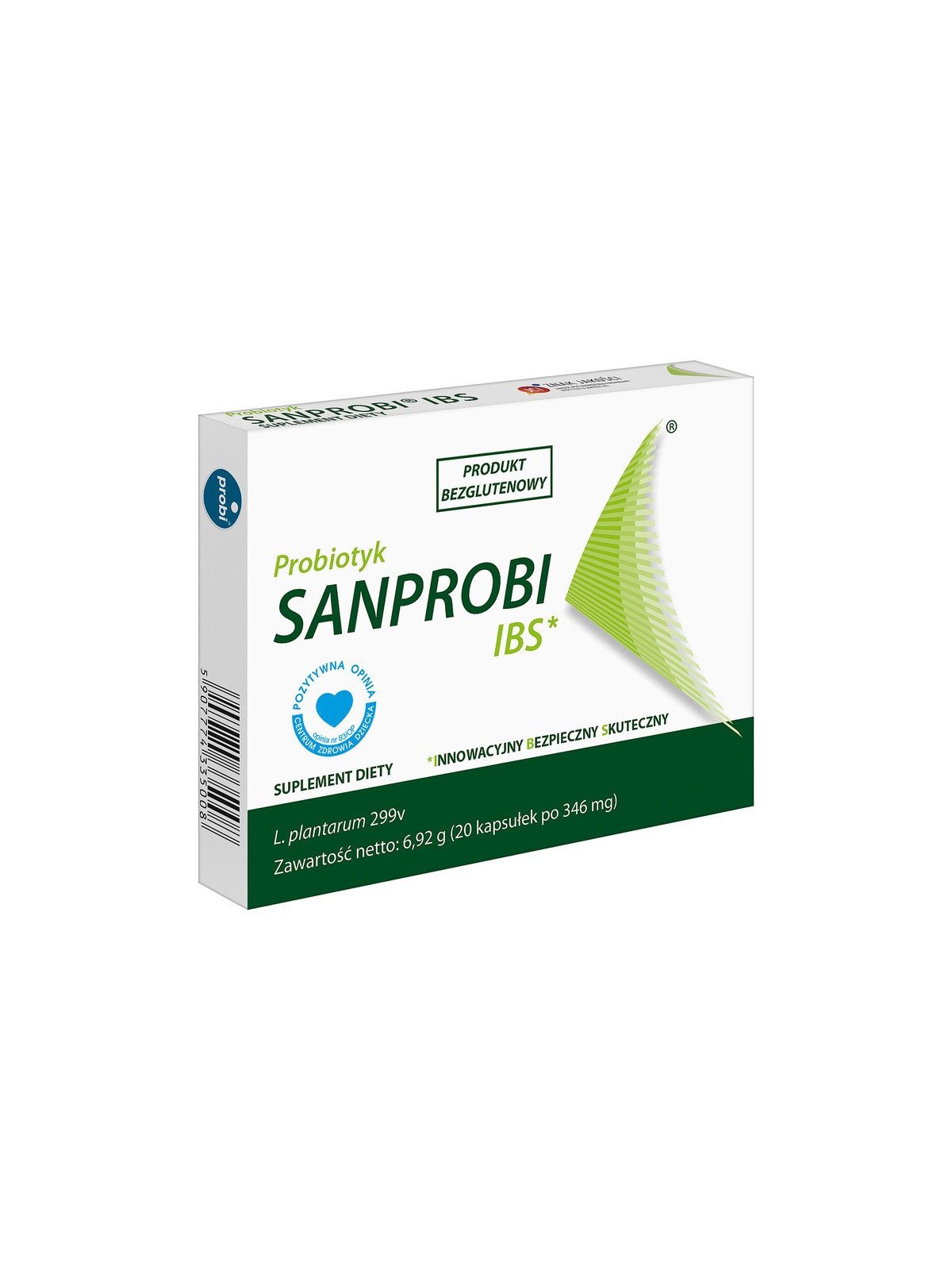 SANPROBI IBS, results in a reduction of abdominal pain, bloating, and normalization of bowel movements, 20 capsules