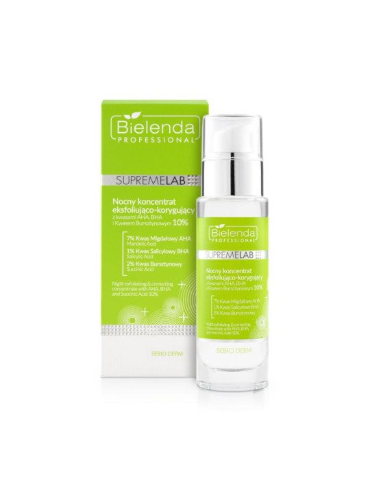 Bielenda Professional Supremelab, Night Concentrate Exfoliating Correcting with AHA, BHA and Succinic Acid 10%, 30ml