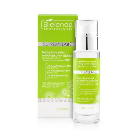 Bielenda Professional Supremelab, Night Concentrate Exfoliating Correcting with AHA, BHA and Succinic Acid 10%, 30ml