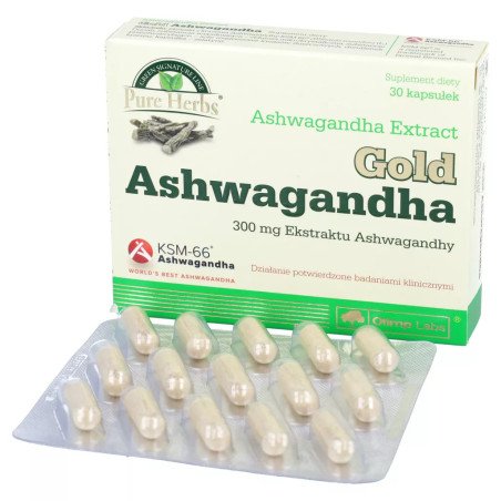 Olimp, Ashwagandha Gold, KSM - 66, 300 mg Ekstraktu Ashwagandhy, 30 kapsułek