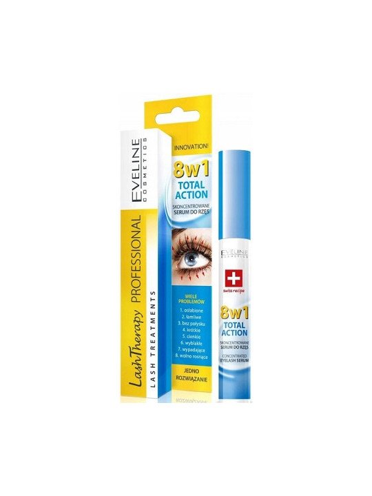 Eveline, Lash Therapy Professional, Skoncentrowane serum do rzęs 8w1, idealne także jako baza pod tusz do rzęs, 10 ml