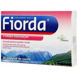 Fiorda, raspberry-flavored lozenges with Icelandic moss, 30 pcs.