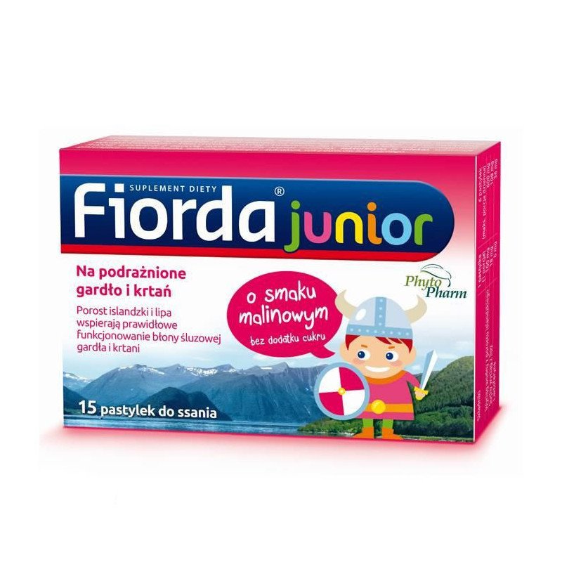 Fiorda Junior with raspberry flavor. Lozenges with Icelandic lichen