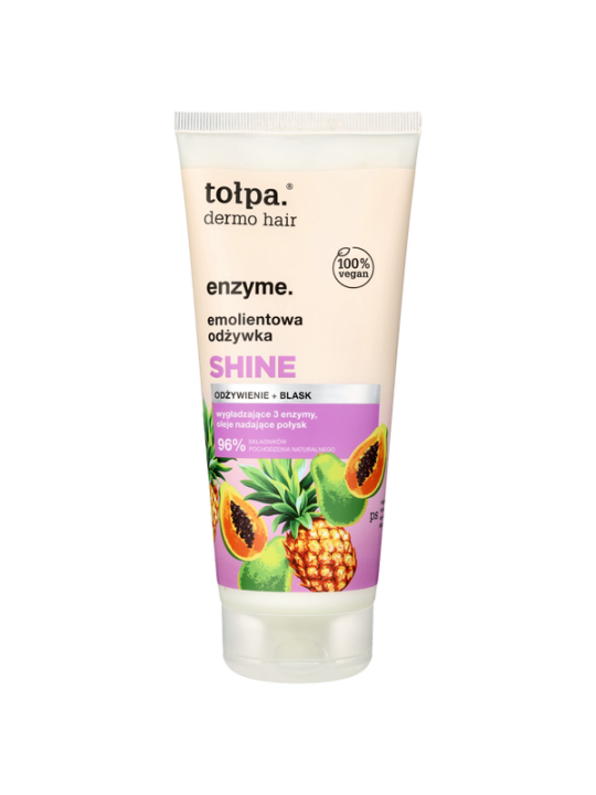 tołpa dermo hair, enzyme. Emolientowa odżywka do włosów - SHINE - Odżywienie + Blask, 200 ml