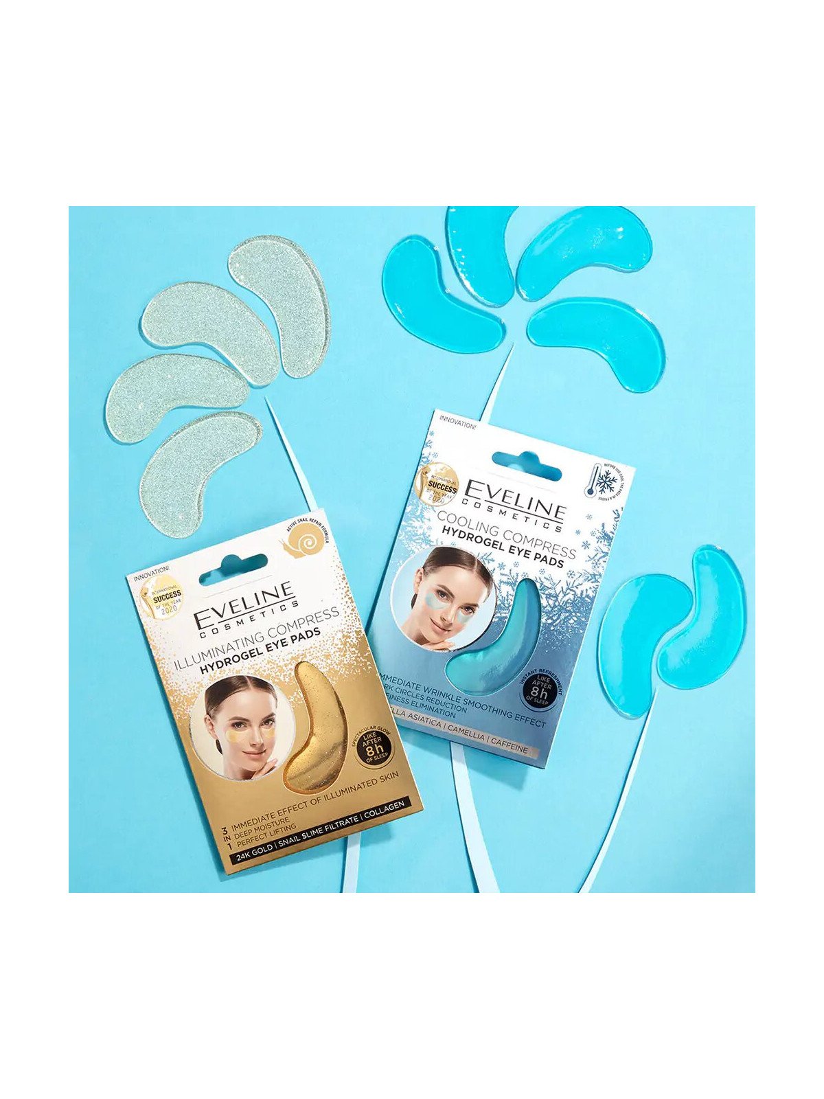 Eveline Cooling Compress Hydrogel Eye Patches 3in1 – Moisturizing, Reducing Swelling and Dark Circles