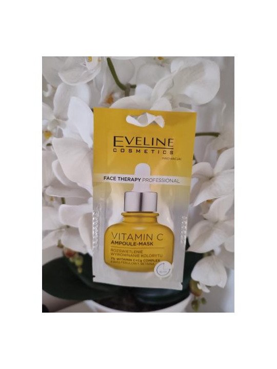 Eveline Face Therapy Professional – Rozświetlająca Maska w Ampułce z Witaminą C 8ml, Odmładzanie i Nawilżanie