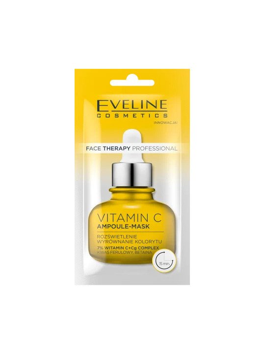 Eveline Face Therapy Professional – Rozświetlająca Maska w Ampułce z Witaminą C 8ml, Odmładzanie i Nawilżanie