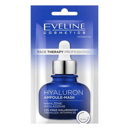 Eveline Face Therapy Professional – Hyaluron Ampułka-Maska do Twarzy 8ml, Głębokie Nawilżenie i Wygładzenie