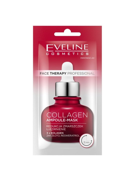 Eveline Face Therapy Professional Collagen Ampoule-Mask 8ml – Ujędrniająca Maska, Redukcja Zmarszczek