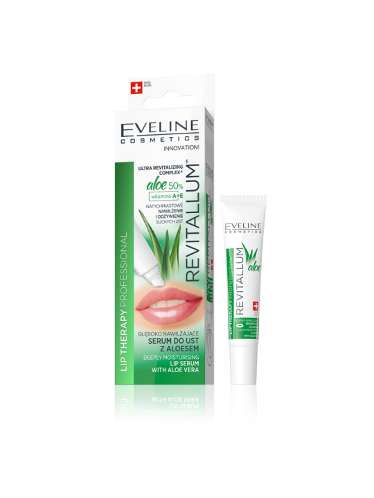 Eveline Revitallum Serum Nawilżające do Ust z 50% Aloesem 8ml – Intensywna Regeneracja i Nawilżenie