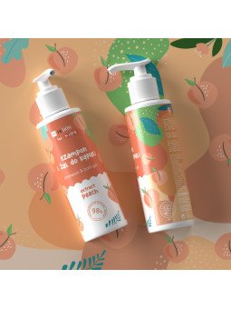 Hiskin Kids Peach Shampoo and Bath Gel for Children 280ml – Gentle Care and Fruity Freshness